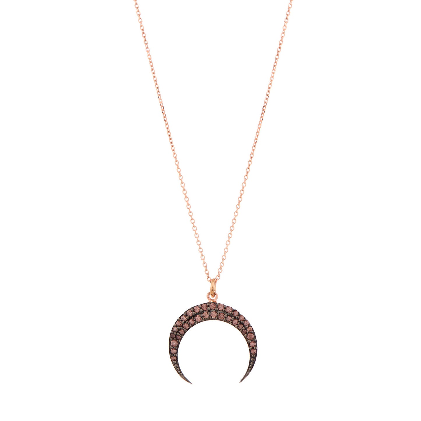 Brown Bone Necklace - Pink Gold Plated