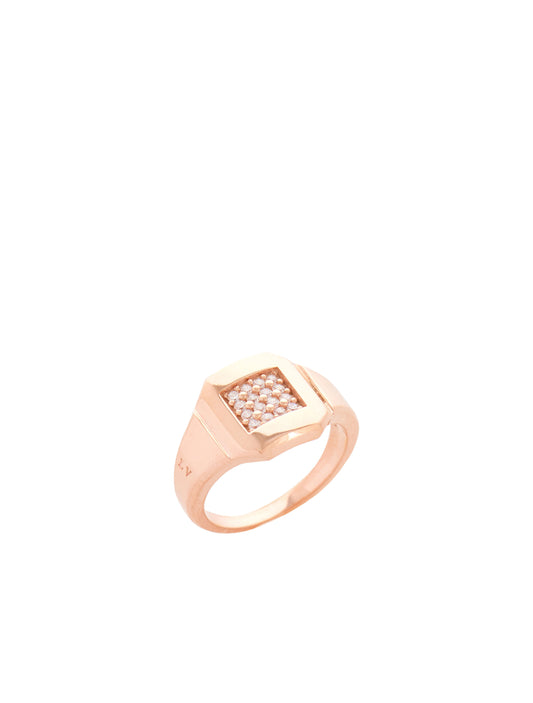 Chevalier Pave Ring - Pink Gold Plated