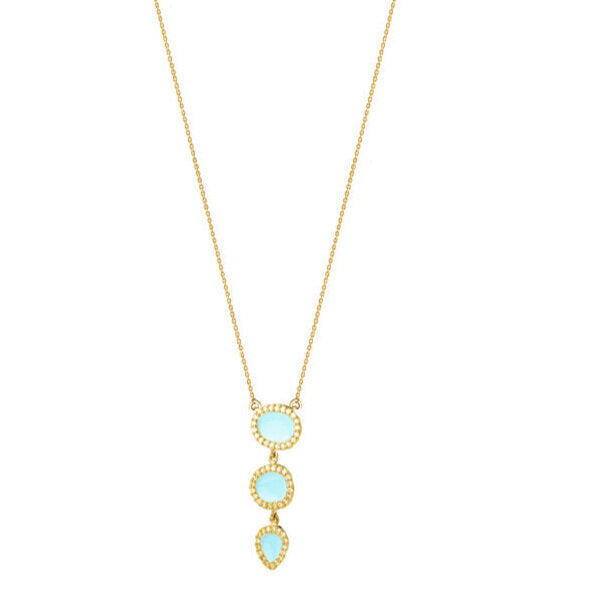 Three Turquoise Pebble - Gold plated