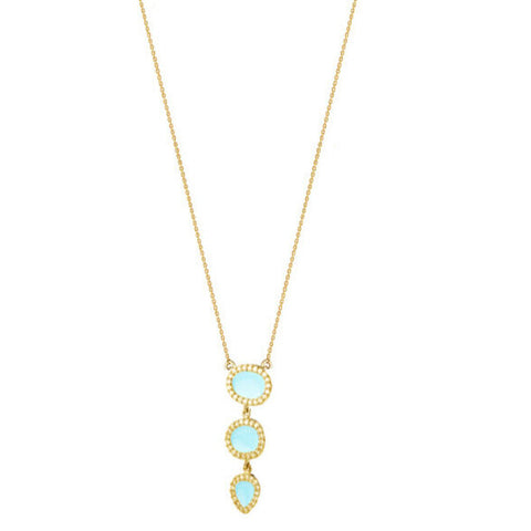 Three Turquoise Pebble - Gold plated