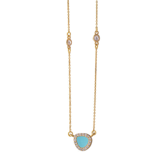Turquoise Pebble - Gold plated