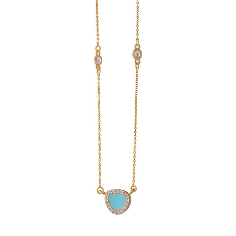 Turquoise Pebble - Gold plated