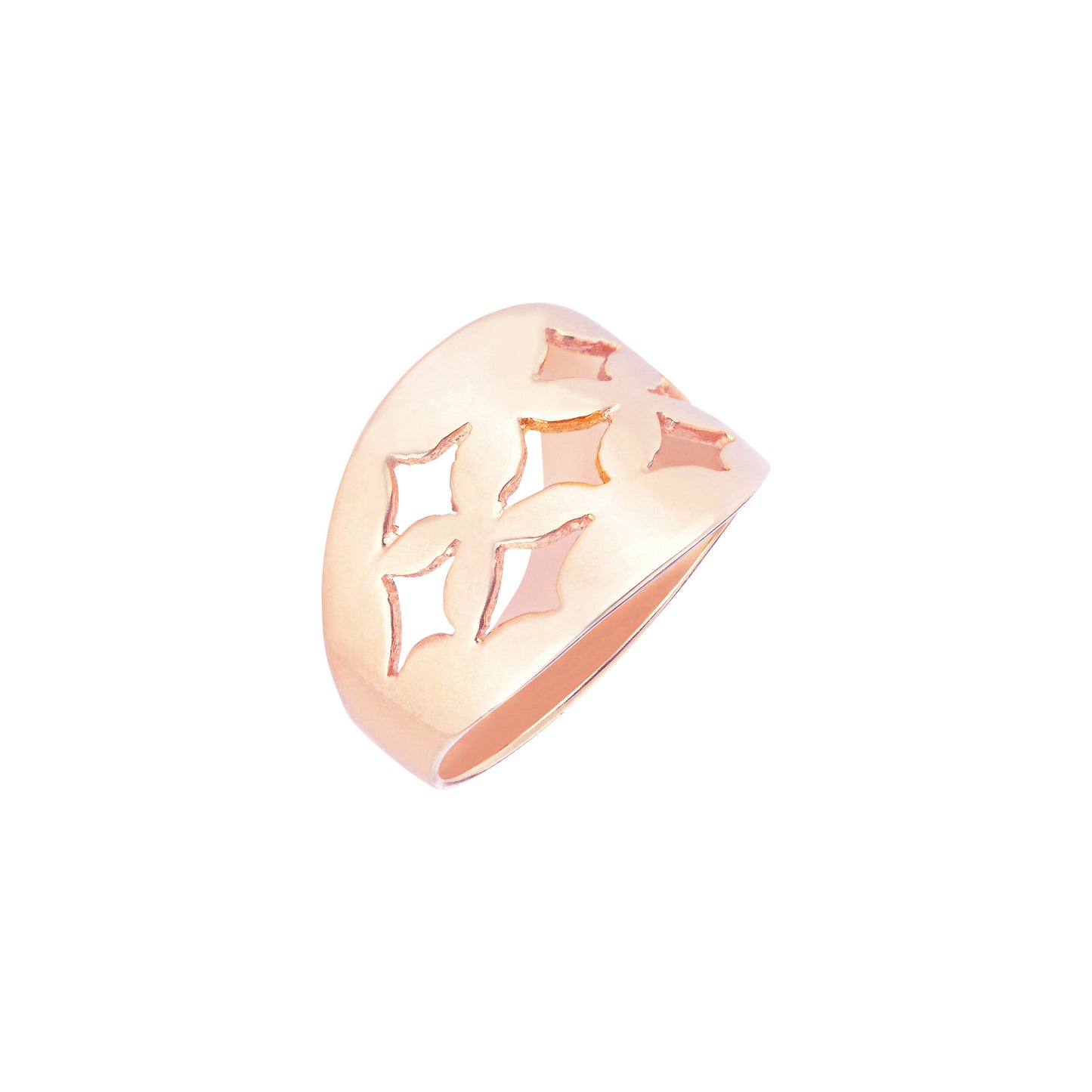 Perforate Rhombus Ring - Pink Gold Plated