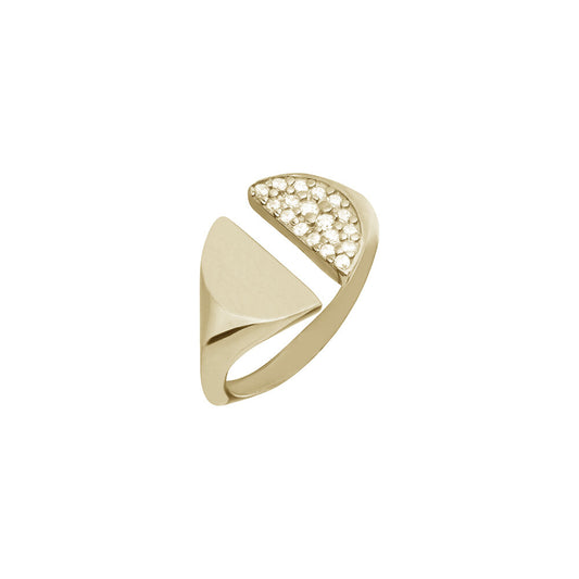 Half Chevalier Ring - Gold Plated