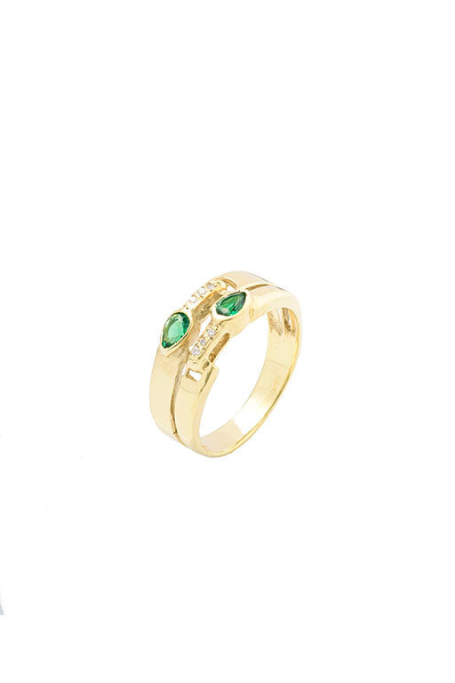 Emerald Tear Ring - Gold Plated